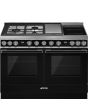 Smeg CPF120IGMPBL 120cm Portofino Dual Fuel Range Cooker, Black