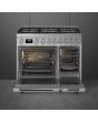 Smeg CPF92GMX 90cm Portofino Dual Fuel Range Cooker, Stainless Steel