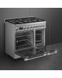 Smeg CPF92GMX 90cm Portofino Dual Fuel Range Cooker, Stainless Steel