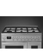 Smeg CPF92GMX 90cm Portofino Dual Fuel Range Cooker, Stainless Steel