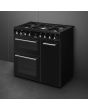 Smeg CX93GMBL 90cm Concert Dual Fuel Range Cooker, Black