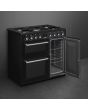 Smeg CX93GMBL 90cm Concert Dual Fuel Range Cooker, Black