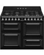 Smeg TR4110BL1 110cm Victoria Dual Fuel Range Cooker, Black
