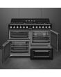 Smeg TR4110BL1 110cm Victoria Dual Fuel Range Cooker, Black