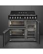 Smeg TR93BL 90cm Victoria Dual Fuel Range Cooker, Black