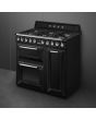 Smeg TR93BL 90cm Victoria Dual Fuel Range Cooker, Black