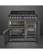Smeg TR93GR 90cm Victoria Dual Fuel Range Cooker, Slate Grey