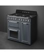 Smeg TR93GR 90cm Victoria Dual Fuel Range Cooker, Slate Grey