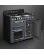 Smeg TR93GR 90cm Victoria Dual Fuel Range Cooker, Slate Grey