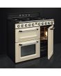 Smeg TR93P 90cm Victoria Dual Fuel Range Cooker, Cream