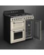 Smeg TR93P 90cm Victoria Dual Fuel Range Cooker, Cream