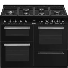Smeg CX113GMBL 110cm Dual Fuel Range Cooker - Black