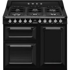 Smeg TR103BL 100cm Victoria Dual Fuel Range Cooker, Black