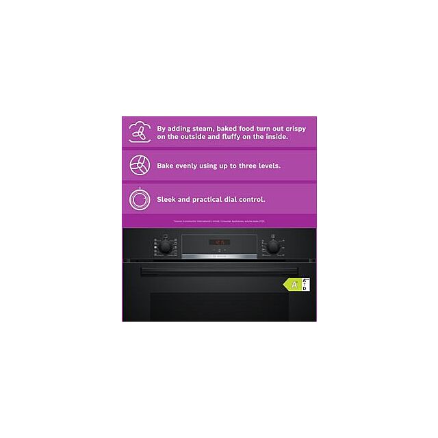 Bosch HQA534BB3B, Built-in oven with added steam function