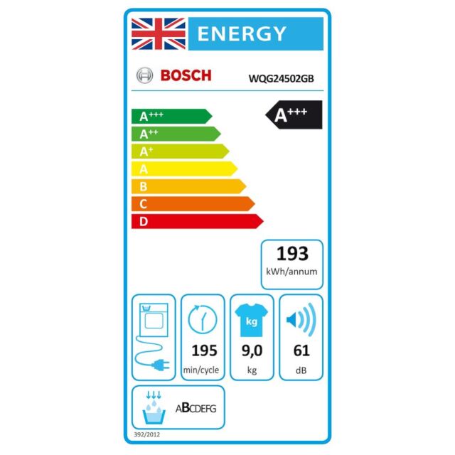 Bosch WQG24502GB, Heat pump tumble dryer