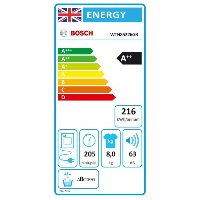 Bosch WTH85226GB, Heat pump tumble dryer