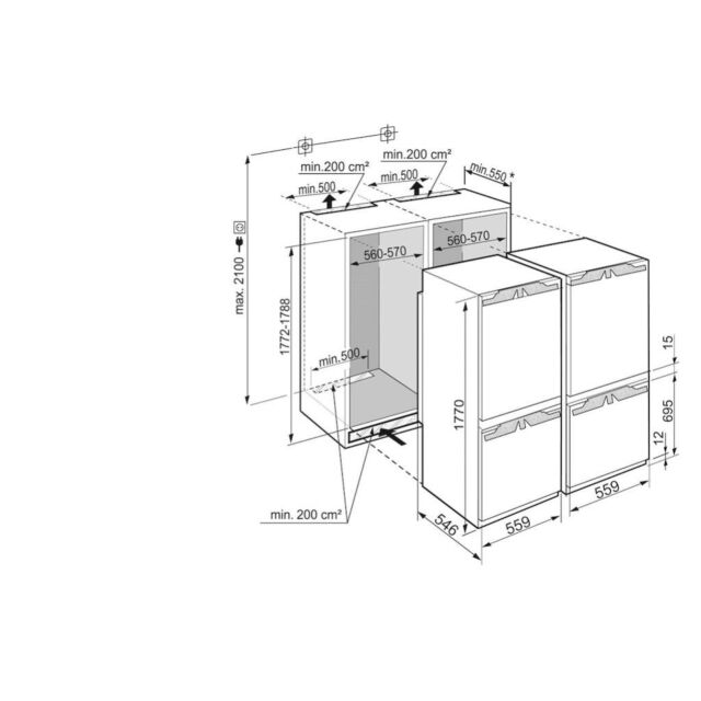 Liebherr IXCC5155 Integrated side by side Fridge Freezer with BioFresh