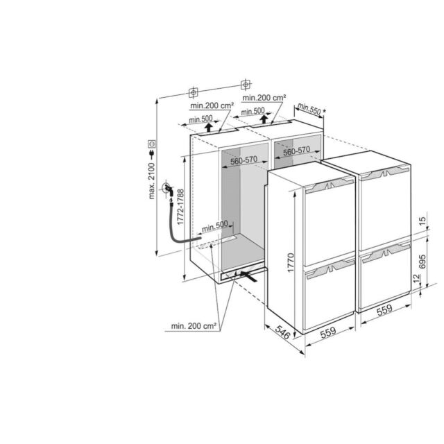 Liebherr IXCC5165 Integrated side by side Fridge Freezer with BioFresh and IceMaker