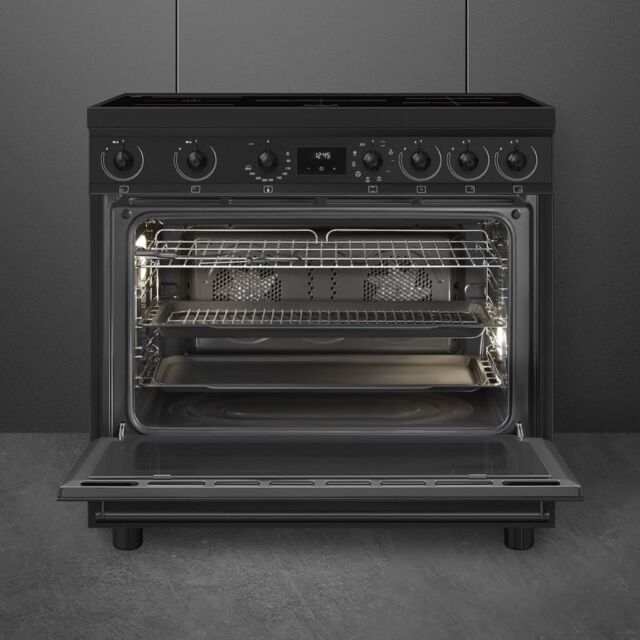 Smeg C9IMN2 90cm Single Cavity Range Cooker with Induction Hob, Black