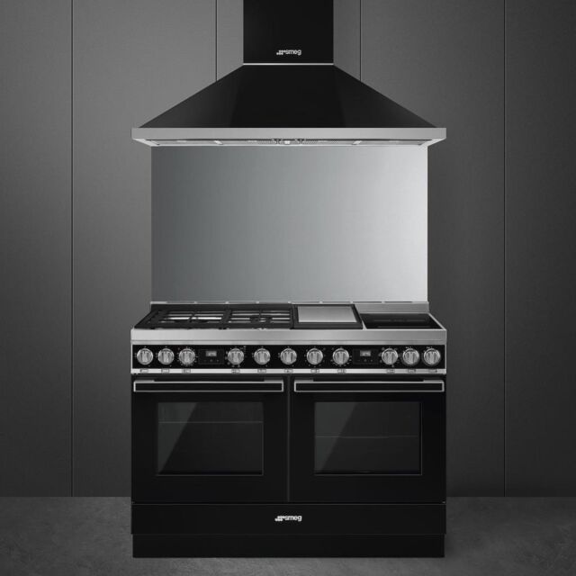 Smeg CPF120IGMPBL 120cm Portofino Dual Fuel Range Cooker, Black
