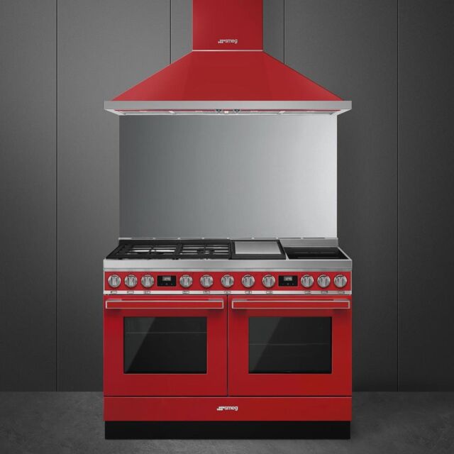 Smeg CPF120IGMPR 120cm Portofino Dual Fuel Range Cooker, Red