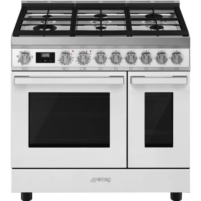 Smeg CPF92GMWH 90cm Portofino Dual Fuel Range Cooker, White