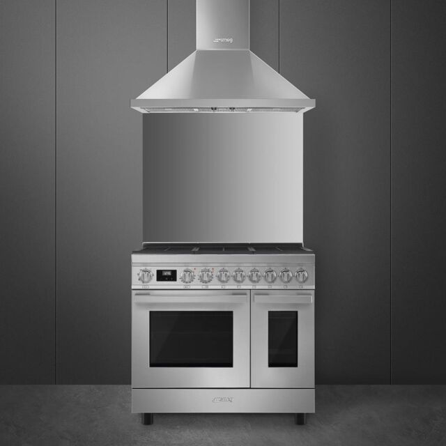 Smeg CPF92GMX 90cm Portofino Dual Fuel Range Cooker, Stainless Steel