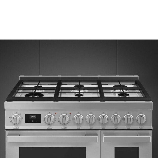 Smeg CPF92GMX 90cm Portofino Dual Fuel Range Cooker, Stainless Steel