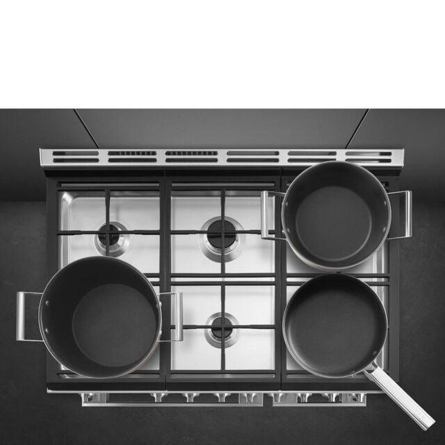 Smeg CPF92GMX 90cm Portofino Dual Fuel Range Cooker, Stainless Steel