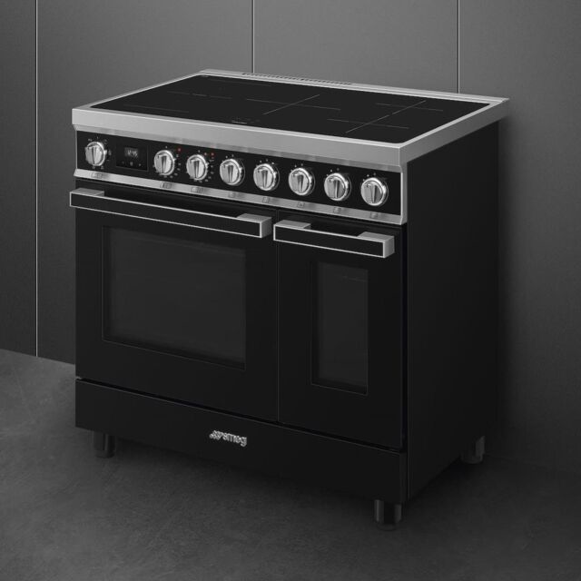Smeg CPF92IMBL 90cm Portofino Electric Range Cooker, Black