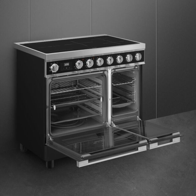 Smeg CPF92IMBL 90cm Portofino Electric Range Cooker, Black