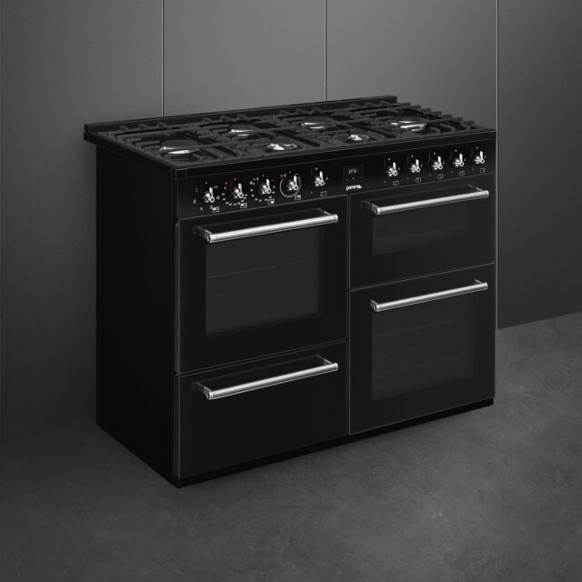 Smeg CX113GMBL 110cm Dual Fuel Range Cooker - Black