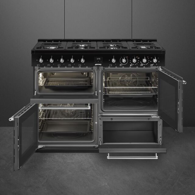 Smeg CX113GMBL 110cm Dual Fuel Range Cooker - Black