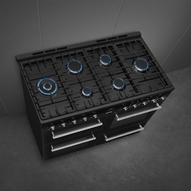 Smeg CX113GMBL 110cm Dual Fuel Range Cooker - Black