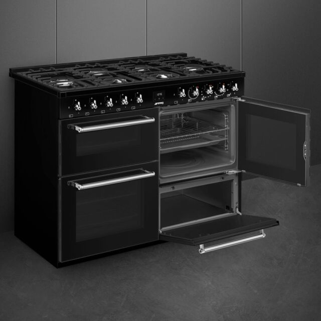 Smeg CX113GMBL 110cm Dual Fuel Range Cooker - Black