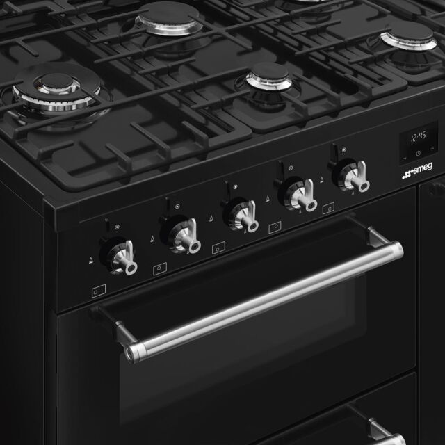 Smeg CX113GMBL 110cm Dual Fuel Range Cooker - Black