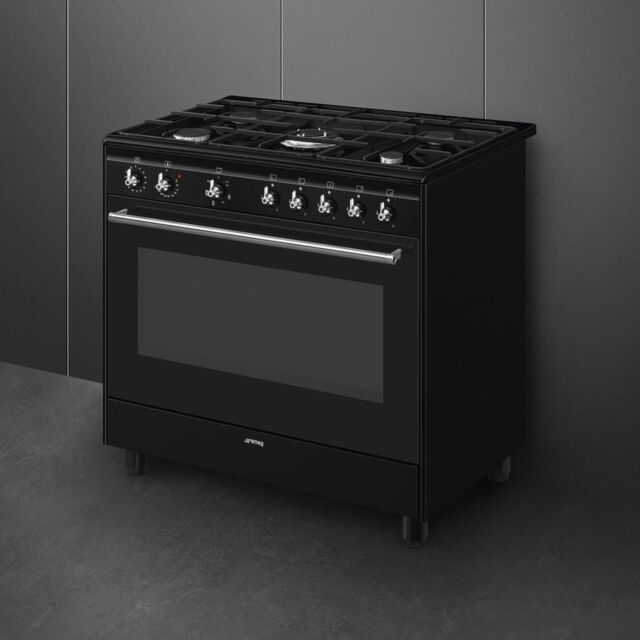 Smeg CX91GMBL 90cm Concert Dual Fuel Range Cooker, Black