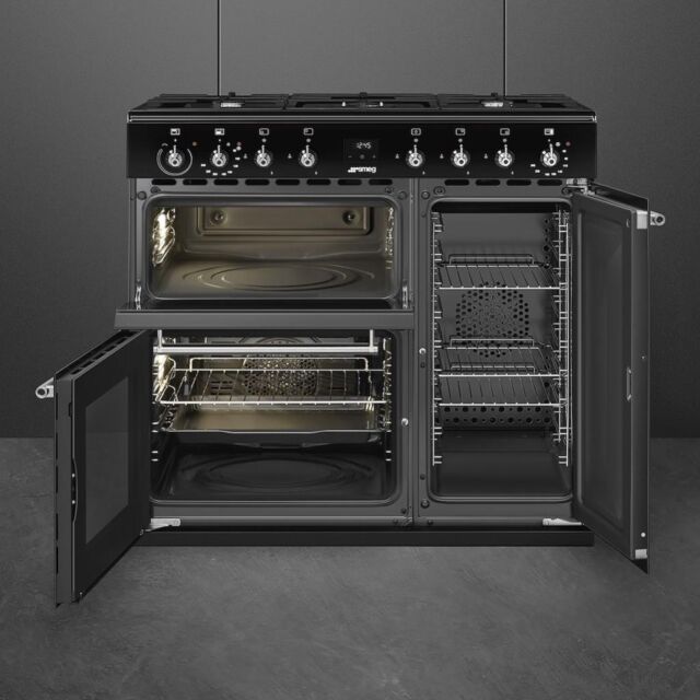 Smeg CX93GMBL 90cm Concert Dual Fuel Range Cooker, Black