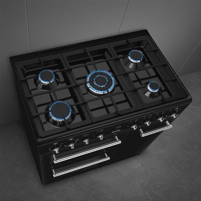 Smeg CX93GMBL 90cm Concert Dual Fuel Range Cooker, Black