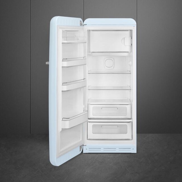 Smeg FAB28LPB5UK 60cm 50s Style Left Hand Hinge Fridge with Icebox, Pastel Blue