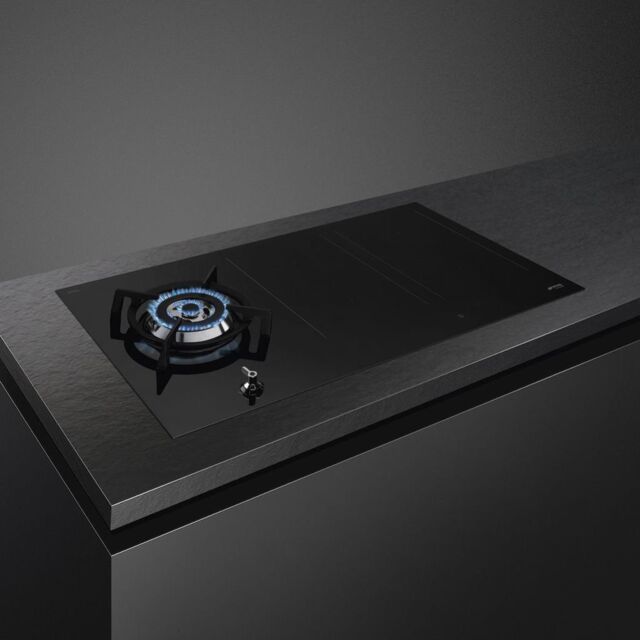 Smeg PM3953D 90cm Eclipse Mixed Fuel Hob 1 Gas Burner 2 Induction Multizones