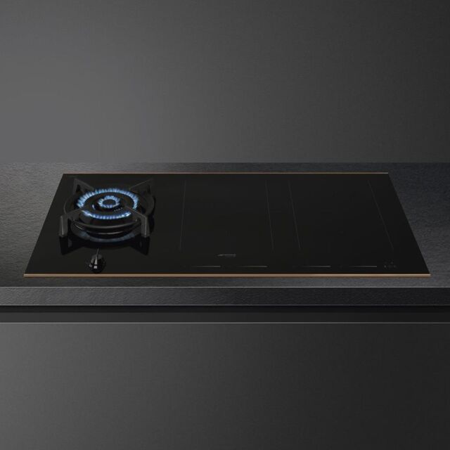 Smeg PM6954R 90cm Dolce Stil Novo Mixed Fuel Hob with Copper Trim Auto Vent