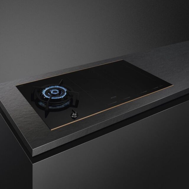 Smeg PM6954R 90cm Dolce Stil Novo Mixed Fuel Hob with Copper Trim Auto Vent