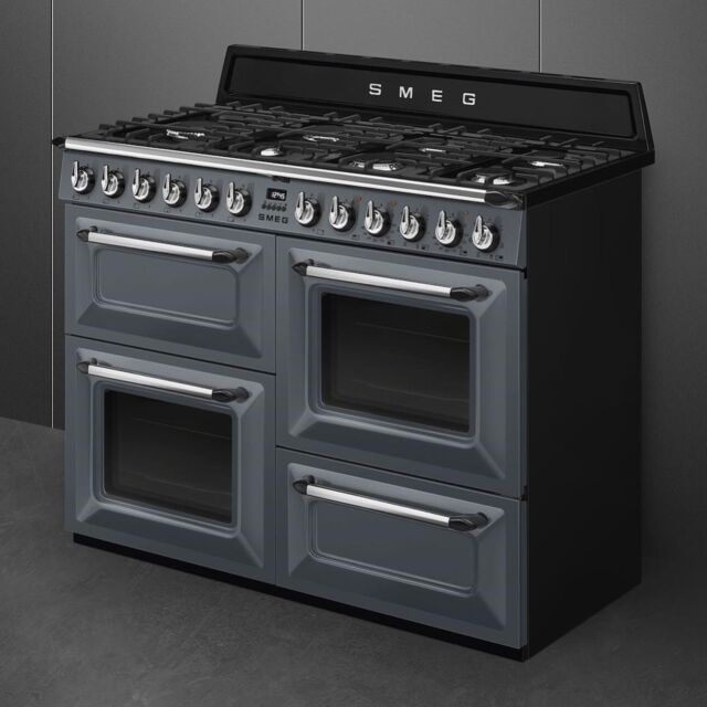 Smeg TR4110GR 110cm Victoria Dual Fuel Range Cooker, Slate Grey