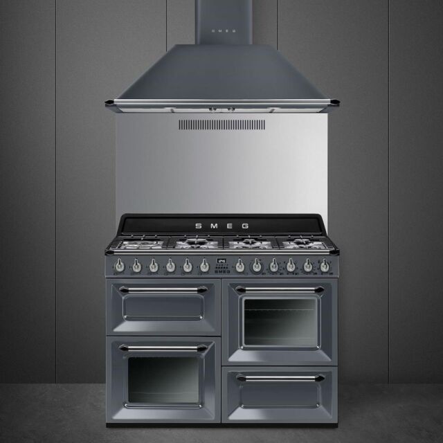 Smeg TR4110GR 110cm Victoria Dual Fuel Range Cooker, Slate Grey