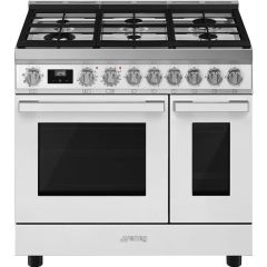 Smeg CPF92GMWH 90cm Portofino Dual Fuel Range Cooker, White